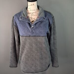 Navy Yard Workwear Sherpa Lined Pullover Quarter Snap Size Small Navy/Grey